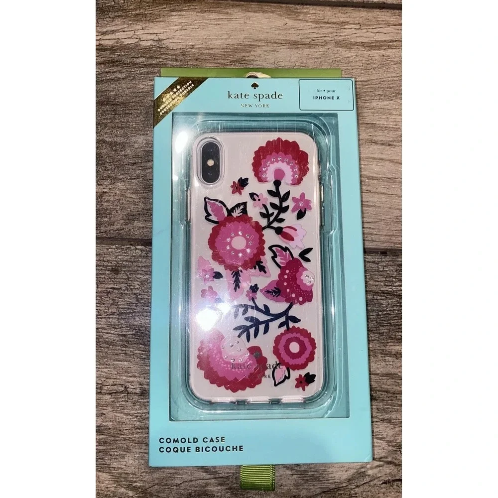 NEW PINK FLORAL Kate Spade NEW YORK Hardshell Case for iPhone X